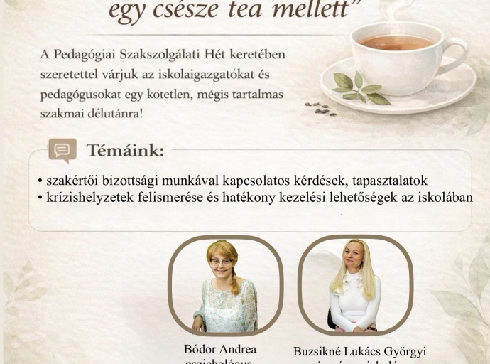 "Szakmai beszélgetés egy csésze tea mellett"