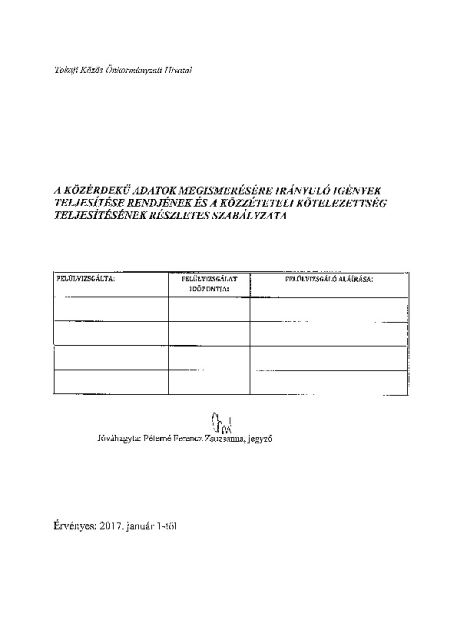 Közérdekű adatok megismerésére irányuló szabályzat