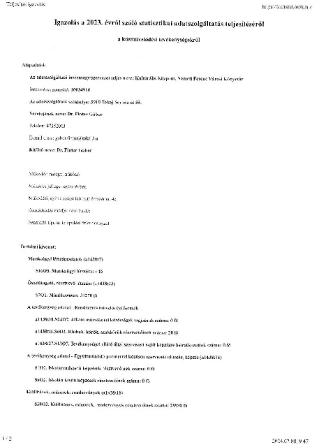 Közművelődés stat 2023