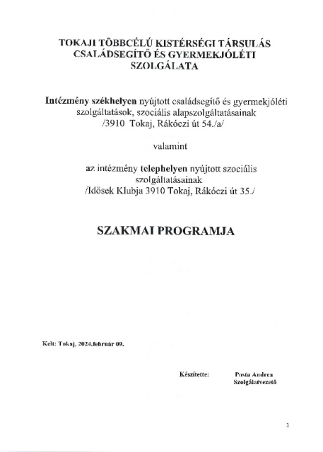 Szakmai program