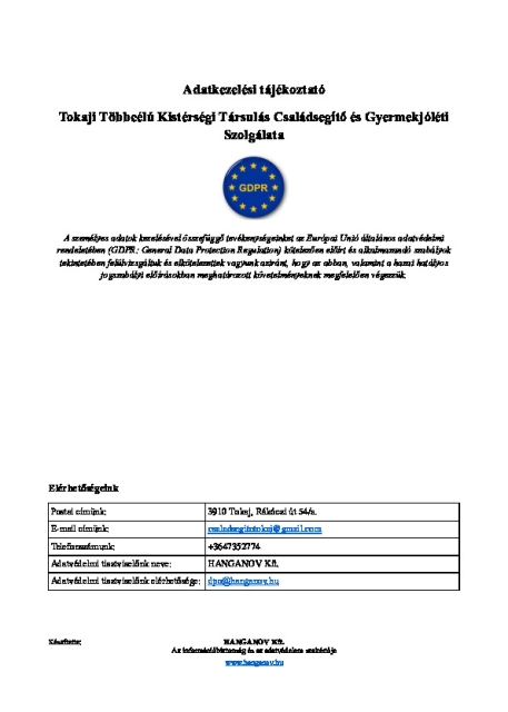 Adatkezelési tájékoztató