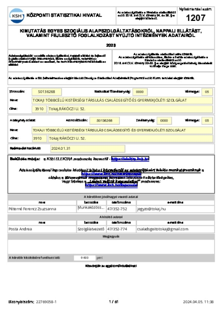 KSH - Kimutatás nappali ellátás CSS